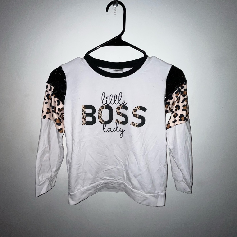 Kids girls Little Boss Lady White and Black Top